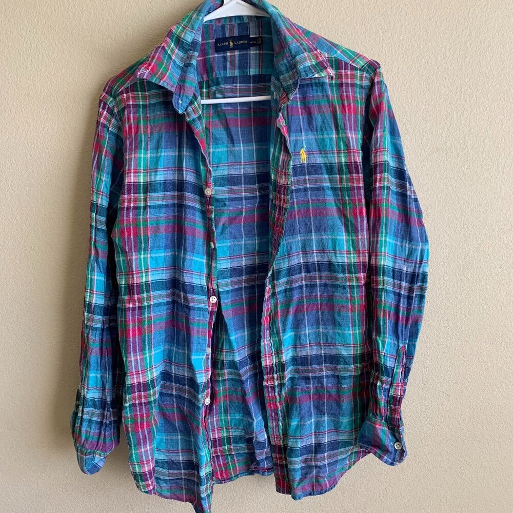 Ralph Lauren - 100% Linen long sleeve machine washable shirt size M for Ladies
